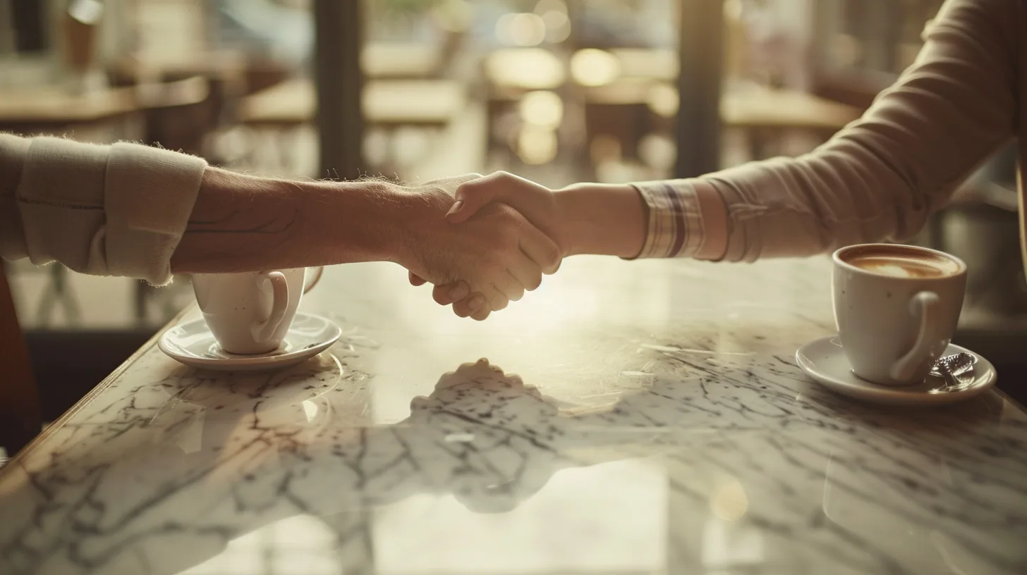 A welcoming moment between everyday Americans, representing the kind of practical help Zebit BNPL aims to provide.